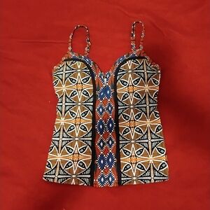Bleu Rod Beattie Geometric Camisole in Red and Blue